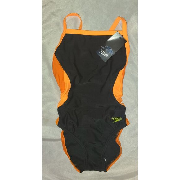 NWT Speedo Girls Solid Flyback One Piece Orange Size 26 Product code: 8002407847 - Picture 1 of 7